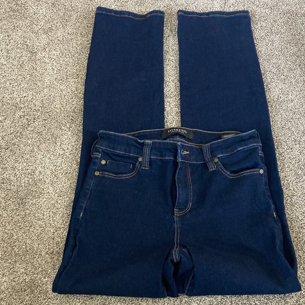 Liverpool Women’s Jeans 6/28 Dark Wash Denim High Rise Straight Premium Stretch